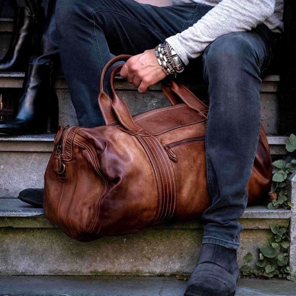 Klaver Leather Duffel Bag - Camel