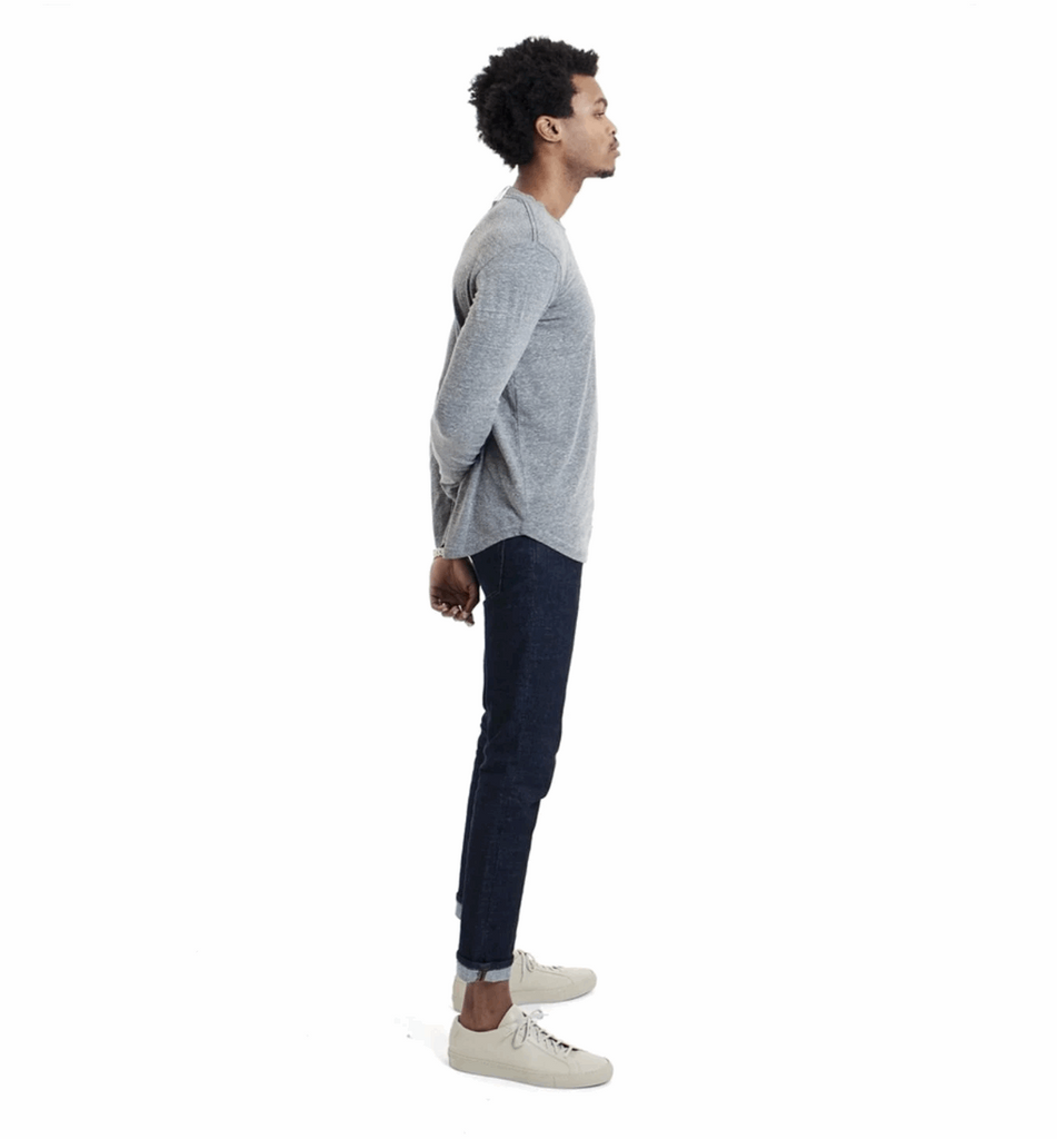L/S Triblend Scallop Crew - Heather Grey
