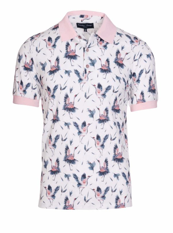 Charlie Printed Pique Polo - Flying High