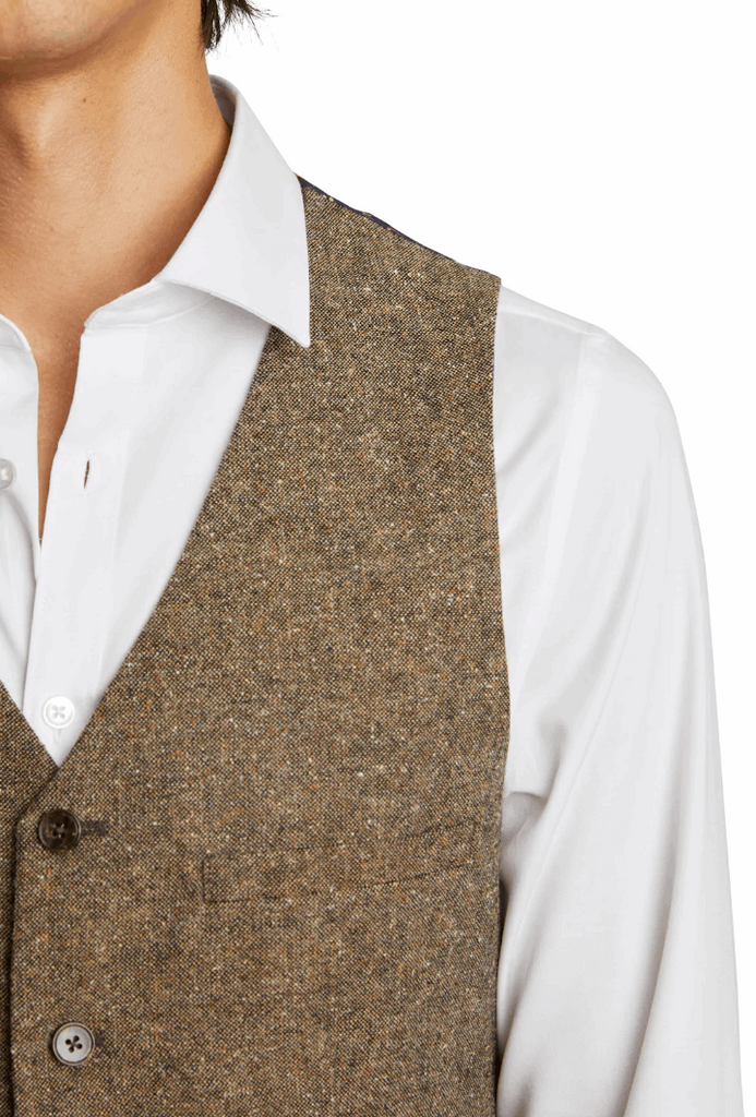 Eaton Flap PKT Vest-Slim Caramel Donegal
