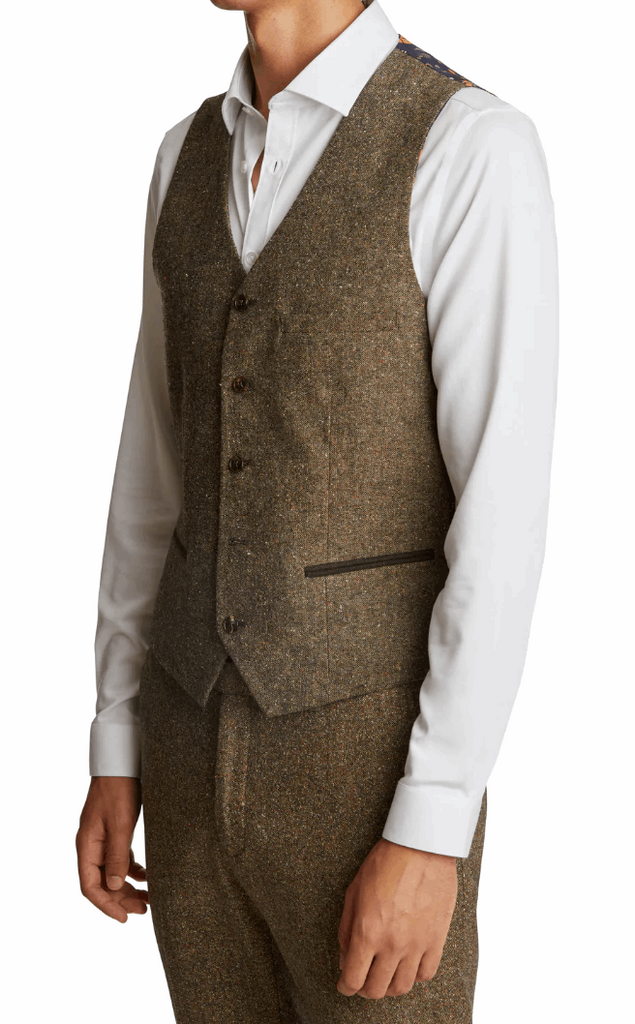 Eaton Flap PKT Vest-Slim Caramel Donegal