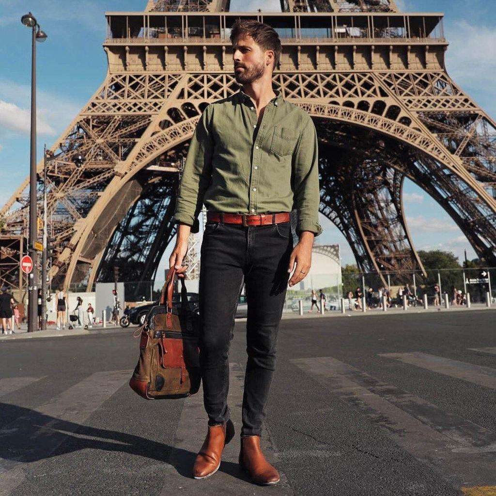 Daamen Leather Laptop Bag - Olive