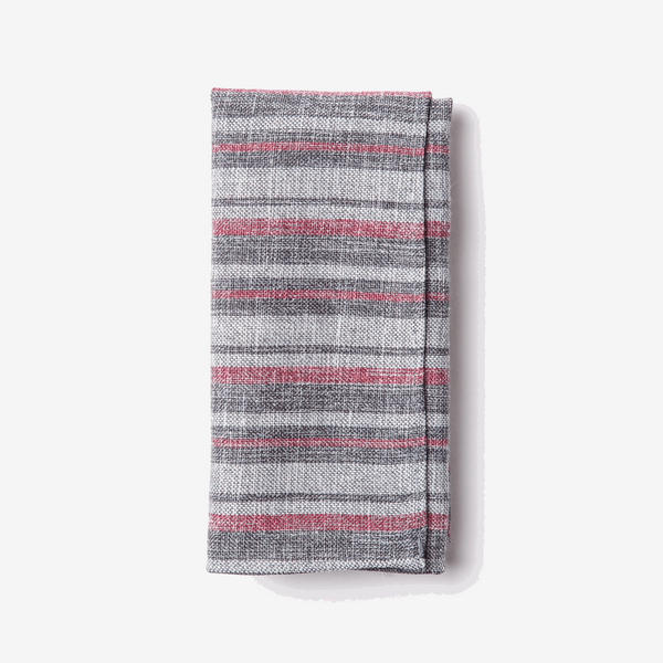 Katy - Grey and Red Pocket Square