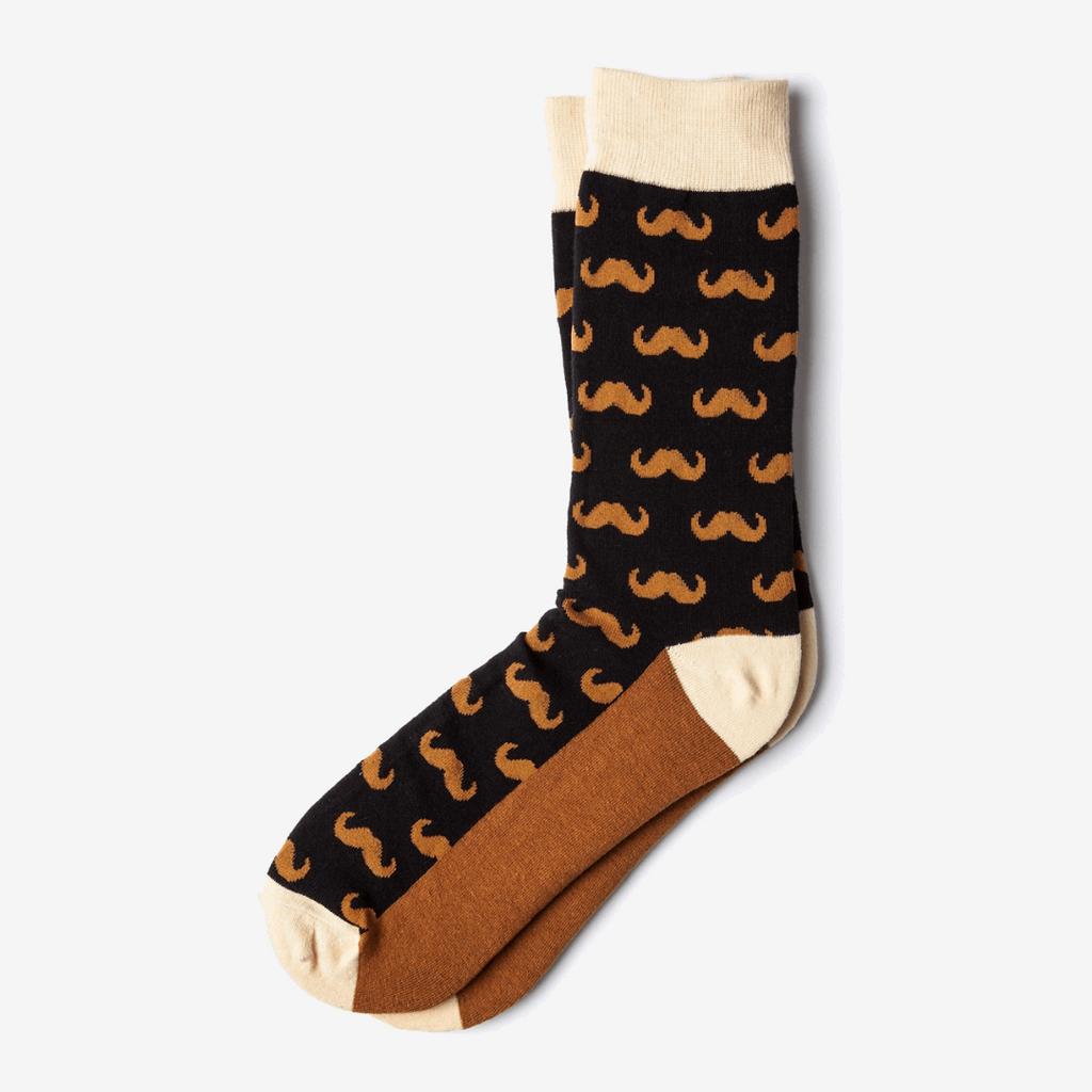 Mustache - Black Carded Cotton Sock