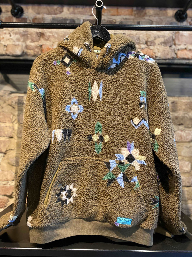 Jacquard Sherpa Pull-Over Hoodie  - Military