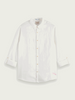 Linen shirt with sleeve roll-up-White
