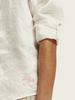 Linen shirt with sleeve roll-up-White