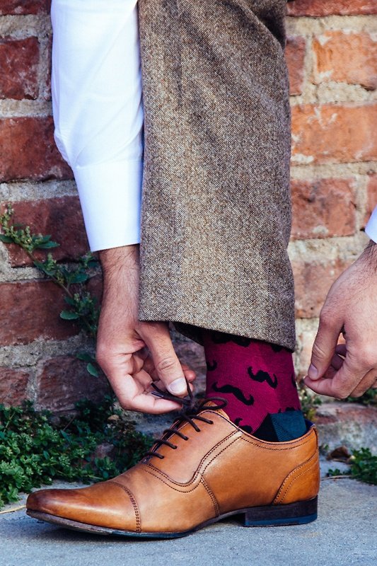 Mustache Burgundy Sock – Bridge + Root